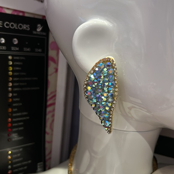 Vintage Light Sapphire Aurora Borealis Statement Earrings-Boutique - Picture 5 of 10